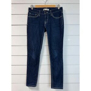 Levis 524 Too Superlow Jeans Dark Wash Contrast Stitch Slim Fit Size 7 S/C